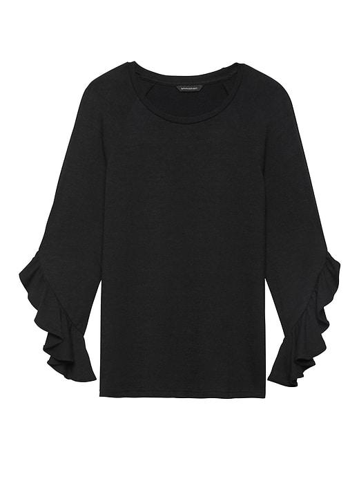 Banana Republic Womens Soft Jersey Flutter-sleeve T-shirt Black Size M