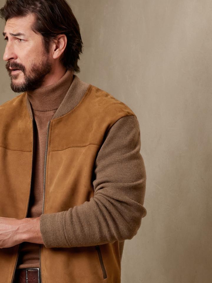 Merino + Suede Bomber