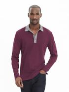 Banana Republic Mens Luxe Touch Contrast Long Sleeve Polo Size L Tall - Secret Plum