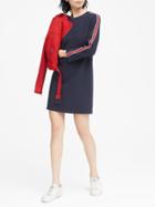 Banana Republic Womens Petite Side-stripe Shift Dress Navy Blue Size 0