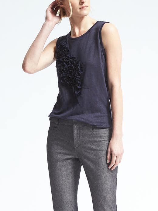 Banana Republic Embellished Linen Tank - Dark Night