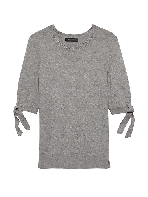 Banana Republic Womens Tie-sleeve Sweater Top Medium Heather Gray Size Xs