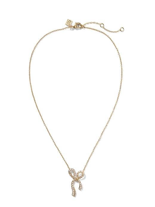 Banana Republic Womens Pave Bow Necklace Gold Size One Size