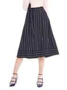 Banana Republic Womens Pinstripe Midi Skirt Size 0 - Preppy Navy