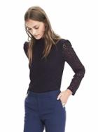Banana Republic Womens Long Sleeve Mock Neck Top Size L - Preppy Navy