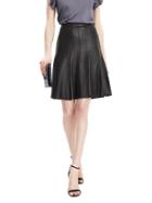 Banana Republic Womens Pleated Leather Skirt Size 0 - Black