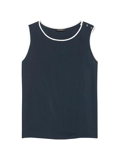 Banana Republic Womens Button-shoulder Top Navy Size M