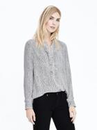 Banana Republic Dillon Fit Ruffle Stripe Shirt Size L Petite - Cocoon