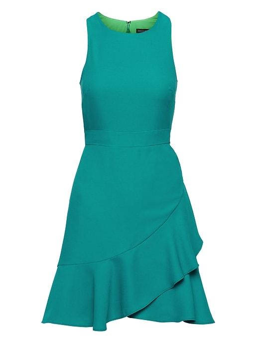Banana Republic Womens Ruffle Wrap Racerback Dress Deep Green Size 6