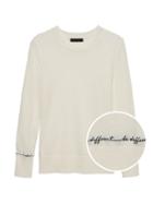 Banana Republic Womens Italian Merino-blend Embroidered Sweater Ivory White Be Different Size Xs