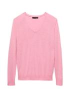 Banana Republic Womens Petite Silk Cotton Boyfriend V-neck Sweater Cheeky Pink Size Xs