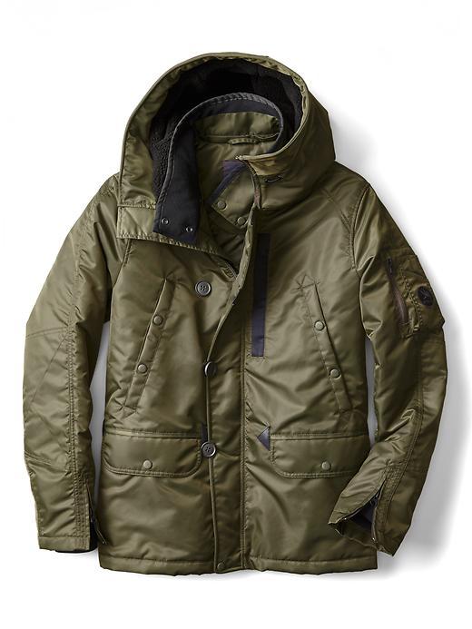 Banana Republic Spiewak Flight Satin Heron Parka Size L - Olive