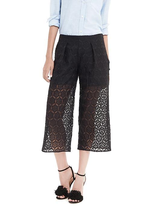 Banana Republic Womens Lace Wide Leg Crop Pant Size 0 Regular - Black