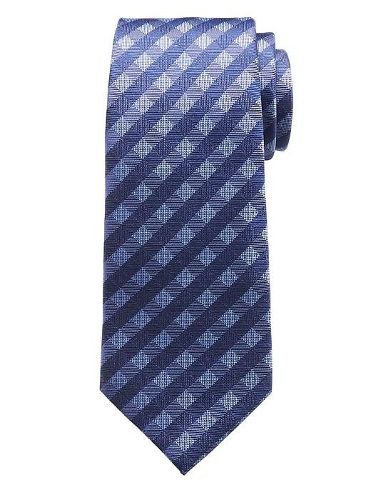 Banana Republic Mens Refined Check Nanotex Tie Everblue Size One Size