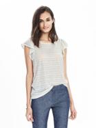Banana Republic Womens Sheer Flutter Sleeve Top Size L - Tipo