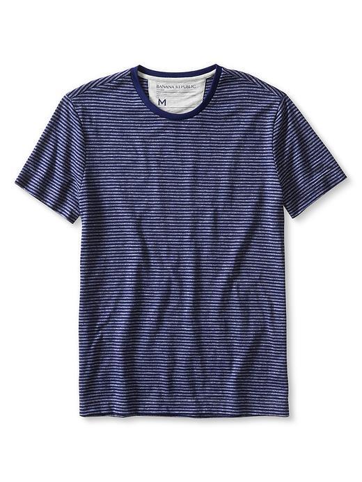Banana Republic Mens Stripe Tech Tee Size L Tall - Mythic Blue