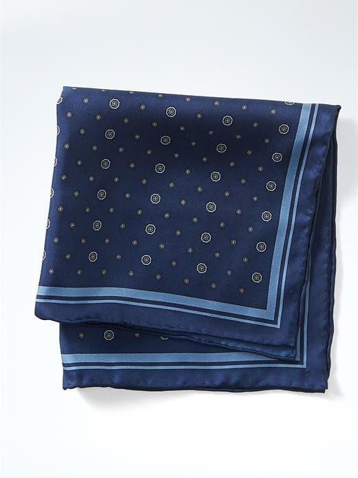 Banana Republic Foulard Silk Pocket Square - Navy Star