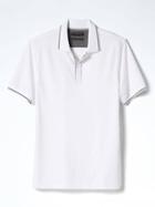 Banana Republic Mens Slim Tipped Pique Polo - White