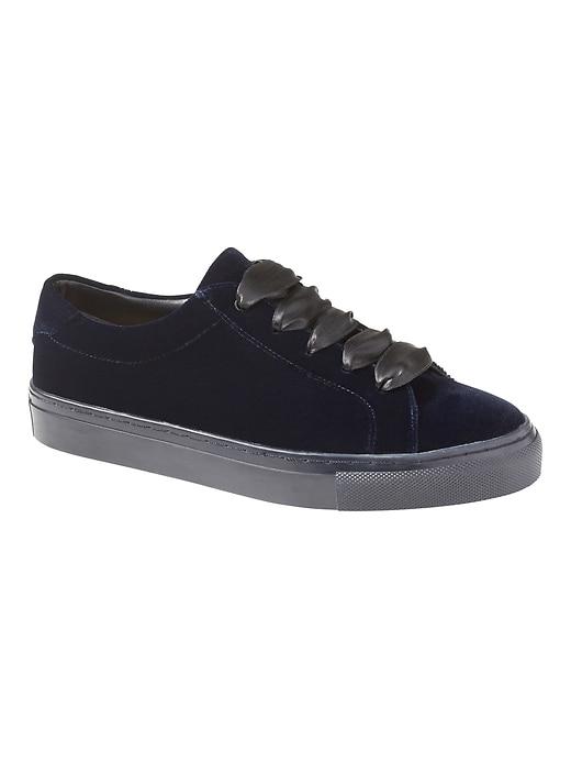 Banana Republic Womens Italian Velvet Lace-up Sneaker Navy Size 6