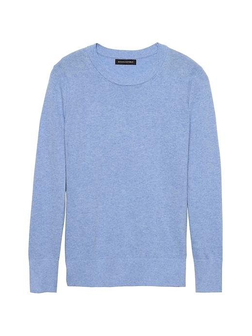 Banana Republic Womens Petite Italian Merino-blend Crew-neck Sweater Heather Light Blue Size Xs
