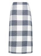 Banana Republic Womens Gingham Pencil Skirt With Side Slit Blue Size 0