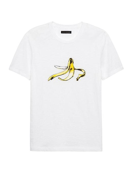 Banana Republic Mens Soft-wash Graphic Crew-neck T-shirt White Size L