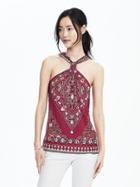 Banana Republic Womens Embroidered Knot Tank Size L - Chilie Pepper