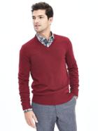 Banana Republic Mens Extra Fine Merino Wool Vee Pullover Size L Tall - Red Rhine