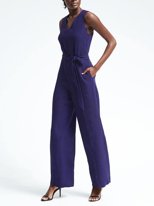Banana Republic Tie Waist Jumpsuit - Navy