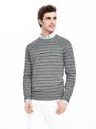 Banana Republic Mens Stripe Linen Sweatshirt Size L Tall - Gray