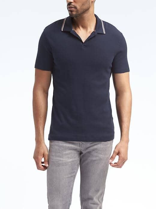 Banana Republic Mens Mesh Sport Polo - Navy