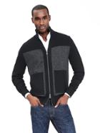 Banana Republic Mens Mixed Media Sweater Jacket Size Xl Tall - Black