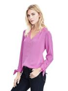 Banana Republic Long Sleeve Tie Cuff Blouse Size S Petite - Neon Violet