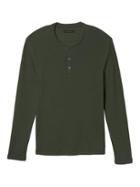 Banana Republic Mens Modal Pima Cotton Waffle Knit Henley - Olive