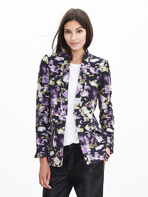 Banana Republic Womens Floral Jacquard Blazer Size 2 - Summer Plum