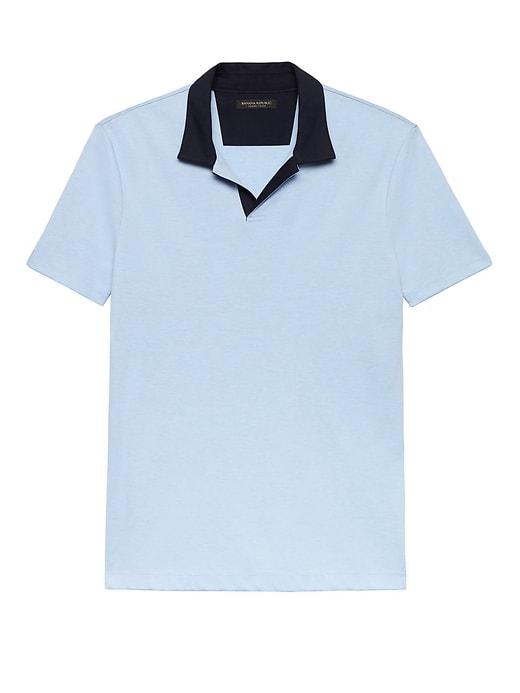 Banana Republic Mens Luxury-touch Polo Shirt Heather Light Blue Size M