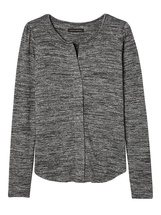 Banana Republic Womens Split Neck Soft Jersey Top - Heather Charcoal
