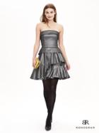 Banana Republic Womens Monogram Metallic Strapless Dress Size 0 - Smoke Gray