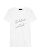 Banana Republic Womens Supima Cotton But First Cocktails Graphic T-shirt Pure White With Silver Embroidery Size S