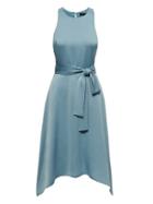 Banana Republic Womens Racer-neck Fit-and-flare Dress Amagansett Blue Size 6