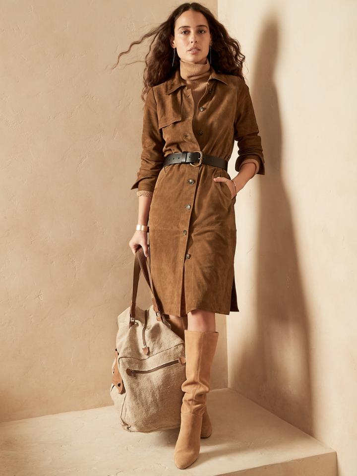 Suede Trench Dress