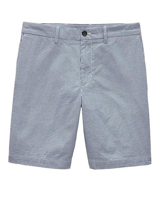 Banana Republic Mens 9 Seersucker Aiden Slim Short Blue Stripe Size 34w