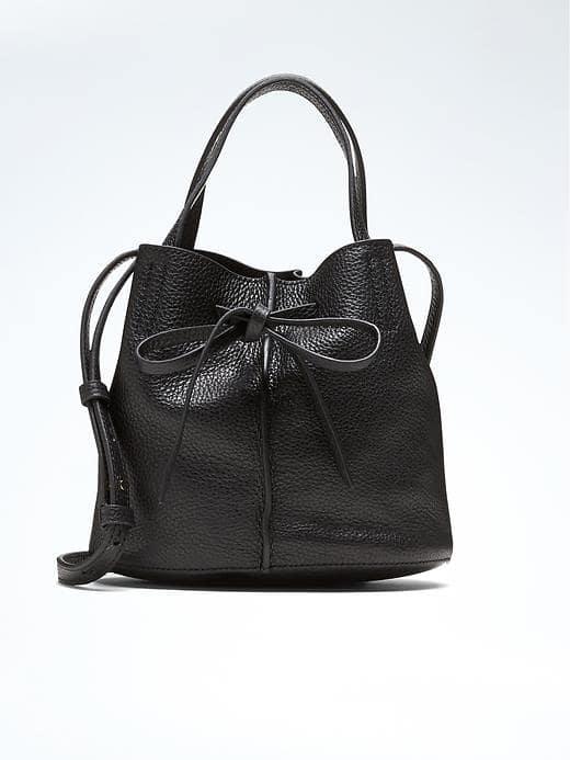 Banana Republic Italian Leather Bow Bucket Bag - Black