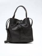 Banana Republic Italian Leather Bow Bucket Bag - Black