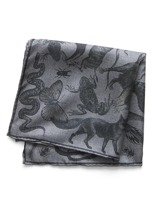 Banana Republic Mens Animal Kingdom Silk Pocket Square Dark Charcoal Size One Size
