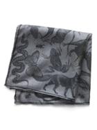 Banana Republic Mens Animal Kingdom Silk Pocket Square Dark Charcoal Size One Size