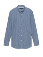 Banana Republic Mens Grant Slim-fit Chambray Shirt Light Blue Size M