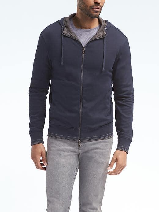 Banana Republic Mens Reversible Luxury Touch Hoodie - Navy