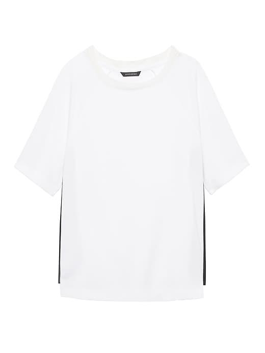 Banana Republic Womens Side-stripe Top White With Black Stripe Size M