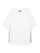 Banana Republic Womens Side-stripe Top White With Black Stripe Size M